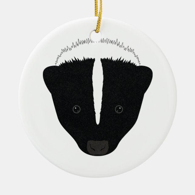Skunk Face Ceramic Ornament (Front)