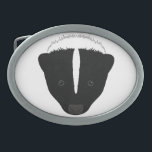 Skunk Face Oval Belt Buckle<br><div class="desc">Funny skunk face toon. Customizable background color.</div>
