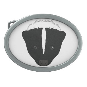 Skunk Face Oval Belt Buckle