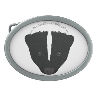 Skunk Face Oval Belt Buckle
