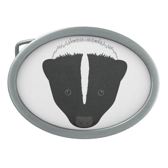 Skunk Face Oval Belt Buckle (Front)