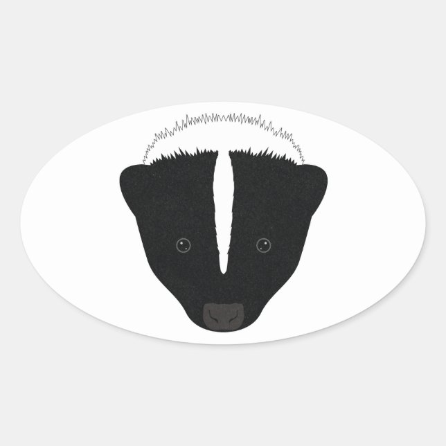 Skunk Face Oval Sticker (Front)