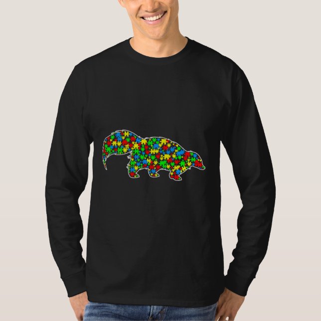 Skunk Funny Puzzle Animals Autism Awareness T-Shirt (Front)