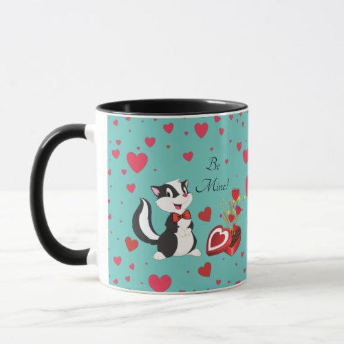 Skunk Happy Valentines Day Cute Colorful hearts Mug