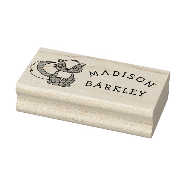 Skunk Kid Cute Woodland Animals Name Rubber Stamp (Stamp)
