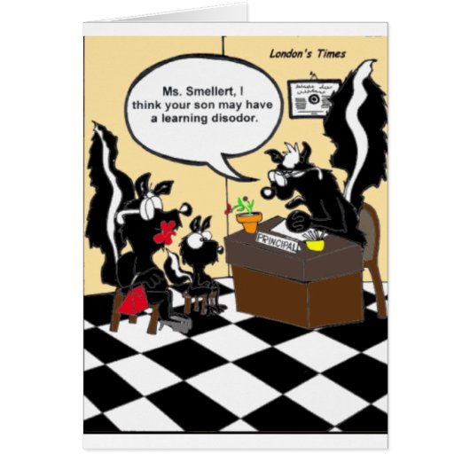 Skunk Learning Disodors Funny Gifts & Tees Cards (Front)