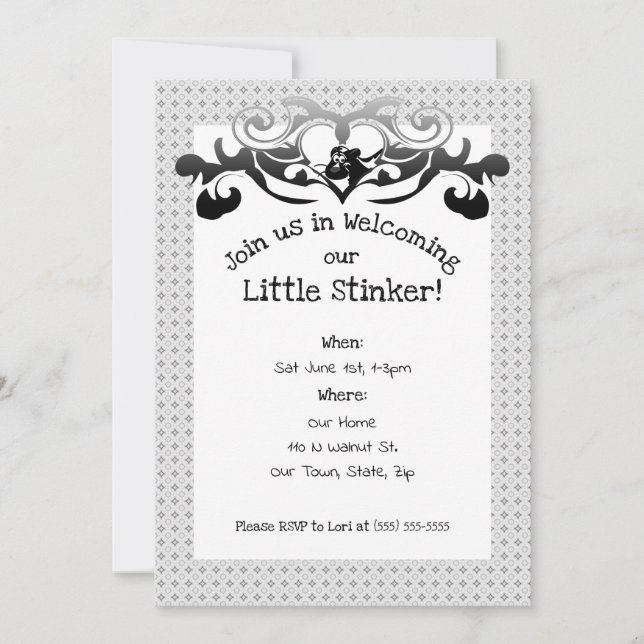 Skunk Little Stinker Baby Shower Invitation (Front)