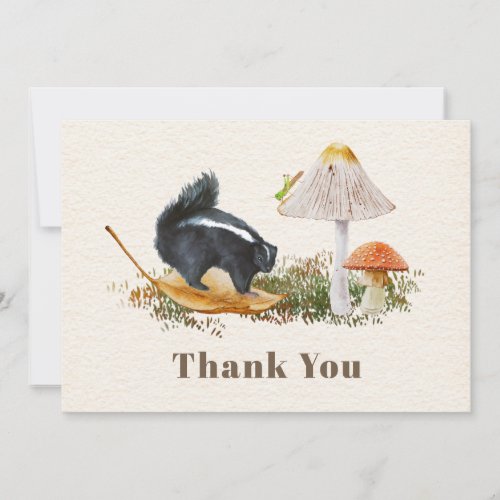 Skunk Mushroom Grasshopper Baby Shower Thank You Card