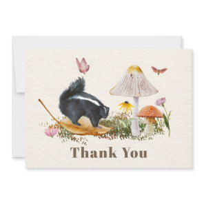Skunk Mushrooms Butterflies Baby Shower Thank You Card