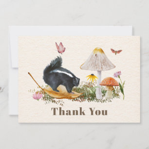 Skunk Mushrooms Butterflies Baby Shower Thank You Card