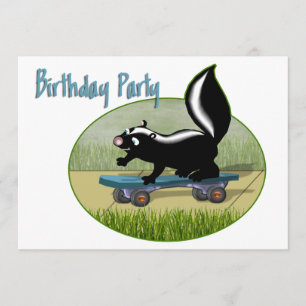 Skunk on a Skateboard  Birthday Invitation