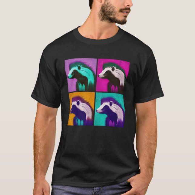 Skunk Pop Illustration Colorful Animal Women Men T-Shirt (Front)