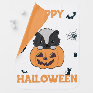 Skunk Pumpkin Cute Skunks Happy Halloween Baby Bla Blanket