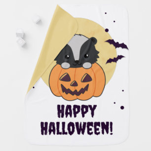 Skunk Pumpkin Cute Skunks Happy Halloween Baby Bla Blanket
