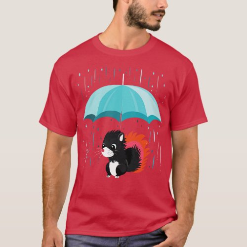 Skunk Rainy Day With Umbrella T_Shirt