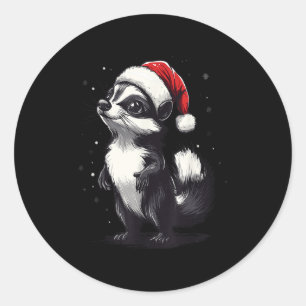 Skunk Santa Hat Funny Xmas Skunk Lovers Christmas  Classic Round Sticker