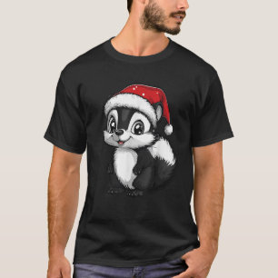 Skunk Santa Hat Xmas Boys Girls Kids Skunk Lovers T-Shirt