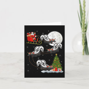 Skunk Santa Sleigh Flying Funny Magical Christmas Card