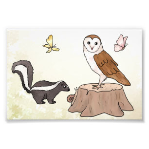 Skunk und Eule Fotodruck Photo Print