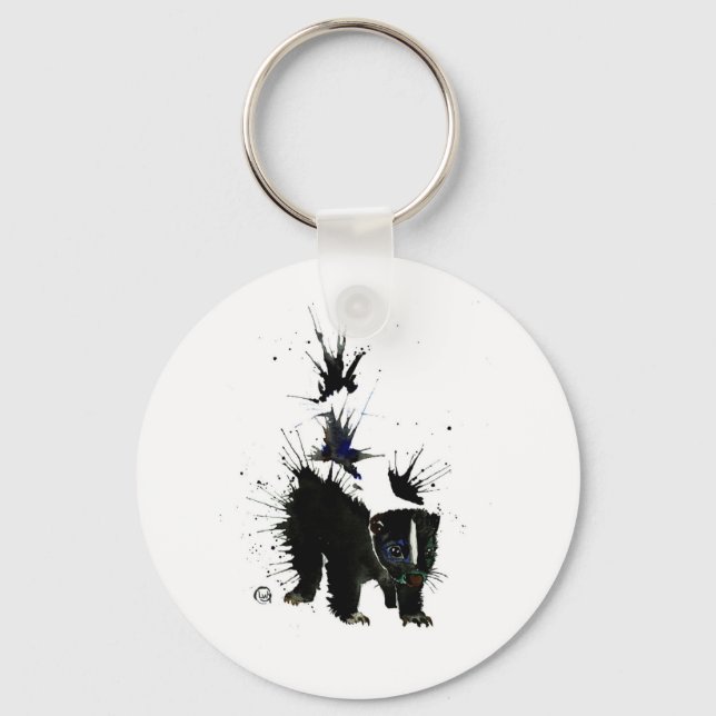 Skunk watercolour painting keychain (Front)