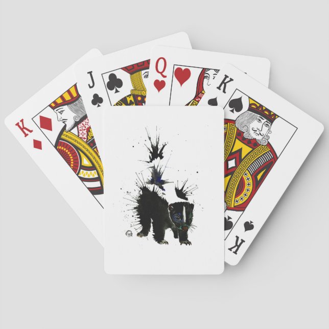 Skunk watercolour painting poker cards (Back)