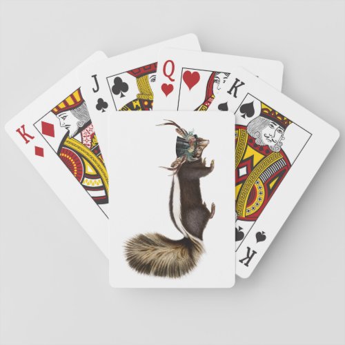 Skunk wearing Flowery Top_Hat Poker Cards
