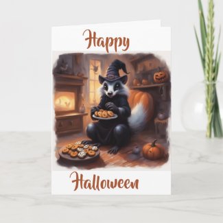 Skunk Witch Halloween and cookies