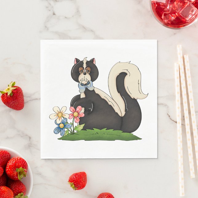 Skunk With Flowers Napkins (Creator Uploaded)
