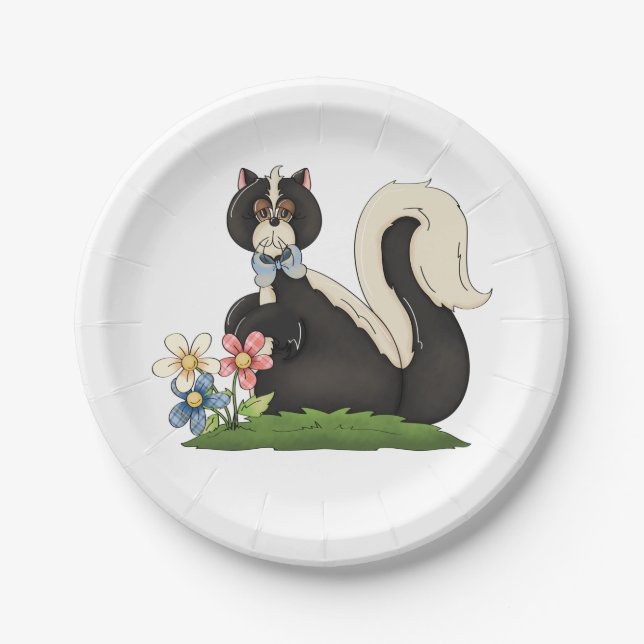 Skunk With Flowers Paper Plates (Front)