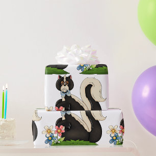 Skunk With Flowers Wrapping Paper