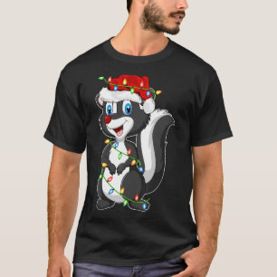 Skunks Animal Lover Xmas Santa Hat Skunks Christma T-Shirt