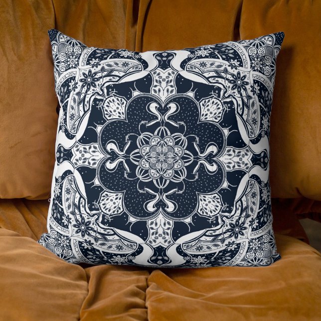 Skunks Mandala Choose Your Color Throw Pillow (Creator Uploaded)