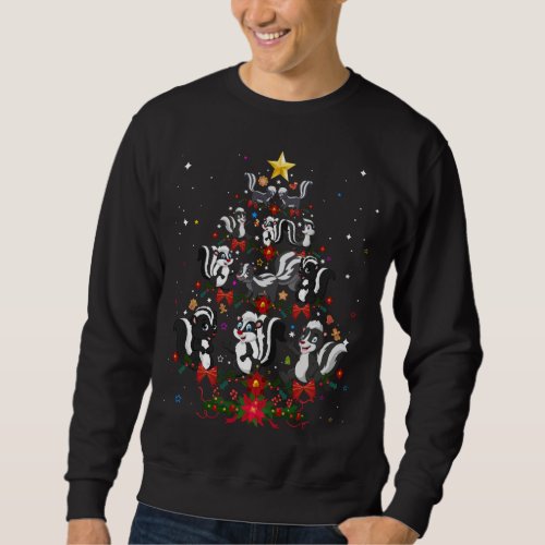 Skunks Xmas Tree Gift Santa Hat Skunks Christmas Sweatshirt