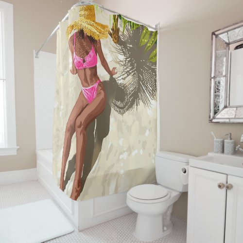 Sky above sand below peace within poster Woman Shower Curtain