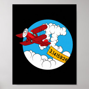 Sky Airplane Funny Maths Nerd Birthday Gift Pi Day Poster