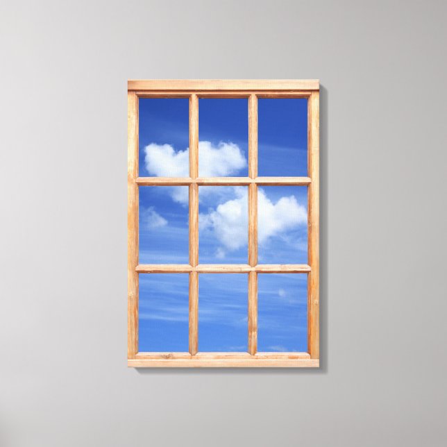 Sky and Clouds 3D Effect Window View Picture Canvas Print (Front)
