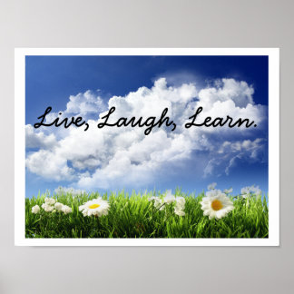 sky-and-flowers, Live, Laugh, Learn. Poster
