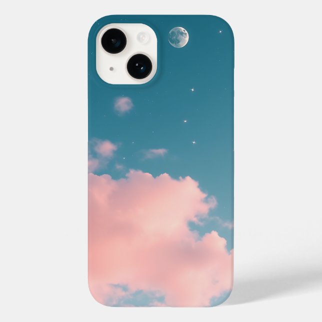 Sky and Moon Aesthetic IPhone 14 Case  (Back)