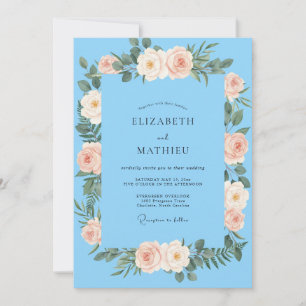 Sky Apricot Foliage Eucalyptus Wedding Invitation