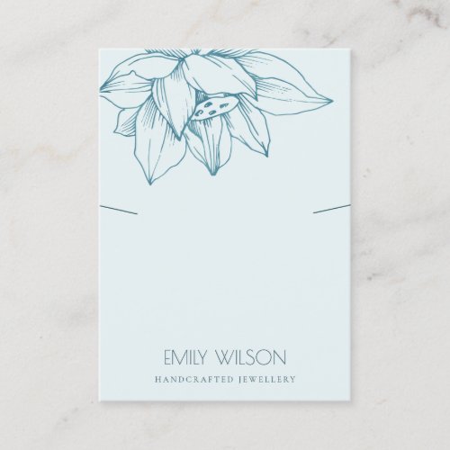 SKY AQUA TEAL BLUE LOTUS SIMPLE NECKLACE DISPLAY BUSINESS CARD