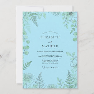 Sky Azure Fern Wedding Invitation