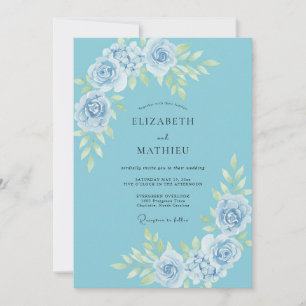 Sky Azure Rose Wedding Invitation