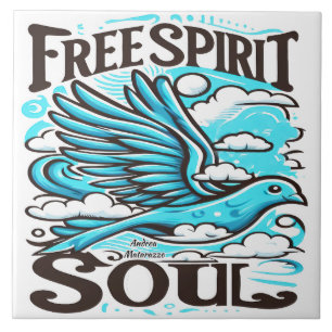 Sky Bird with Free Spirit and Soul Ceramic Tile