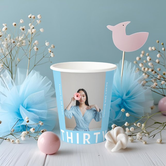 Sky Blue 30th Birthday Drink Cups – Personalized (Creator Uploaded)