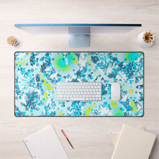 Sky blue abstract art pouring dots desk mat