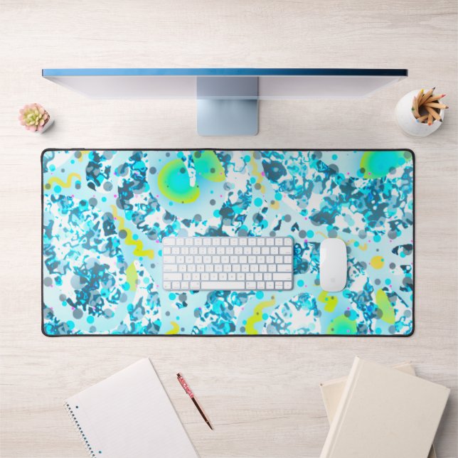 Sky blue abstract art pouring dots desk mat (Office 1)