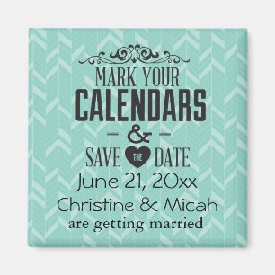 Sky Blue Abstract Save the Date Magnet