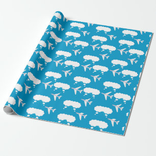 Sky Blue Airplane Pattern Wrapping Paper