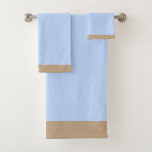 Sky Blue And Beige  Bath Towel Set