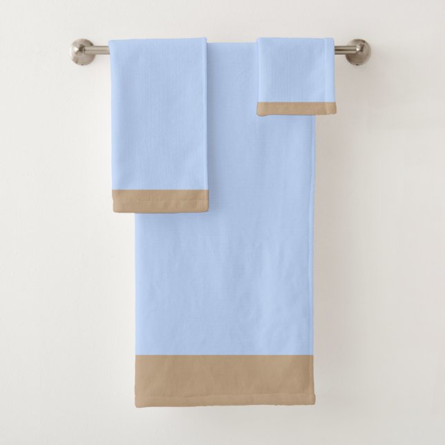 Sky Blue And Beige  Bath Towel Set (Insitu)